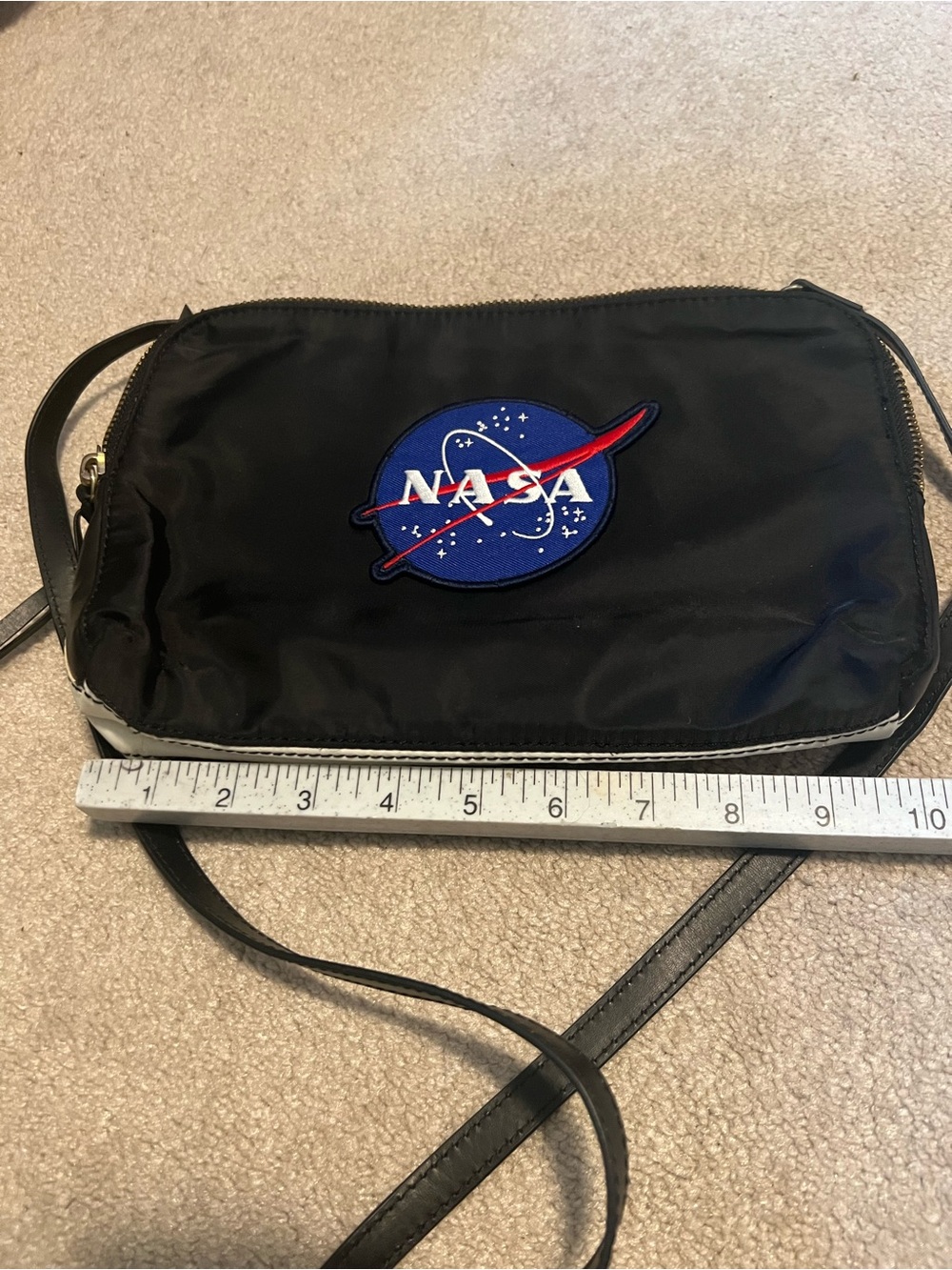 NASA Logo Black Crossbody Bag with Adjustable Strap, inn great condition!